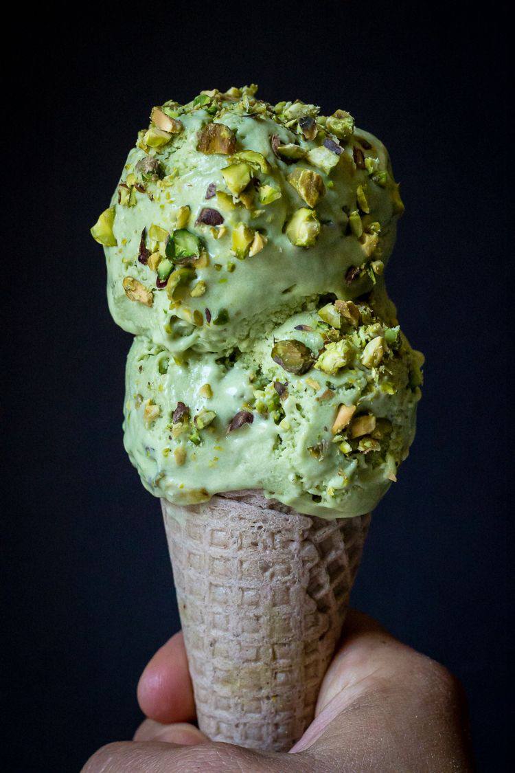 Pistachio ice cream made with Iranian kernel